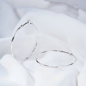 Alicia Bonnie Amoura Faceted Silver Lightweight Thin Hoop Earrings Gift for her